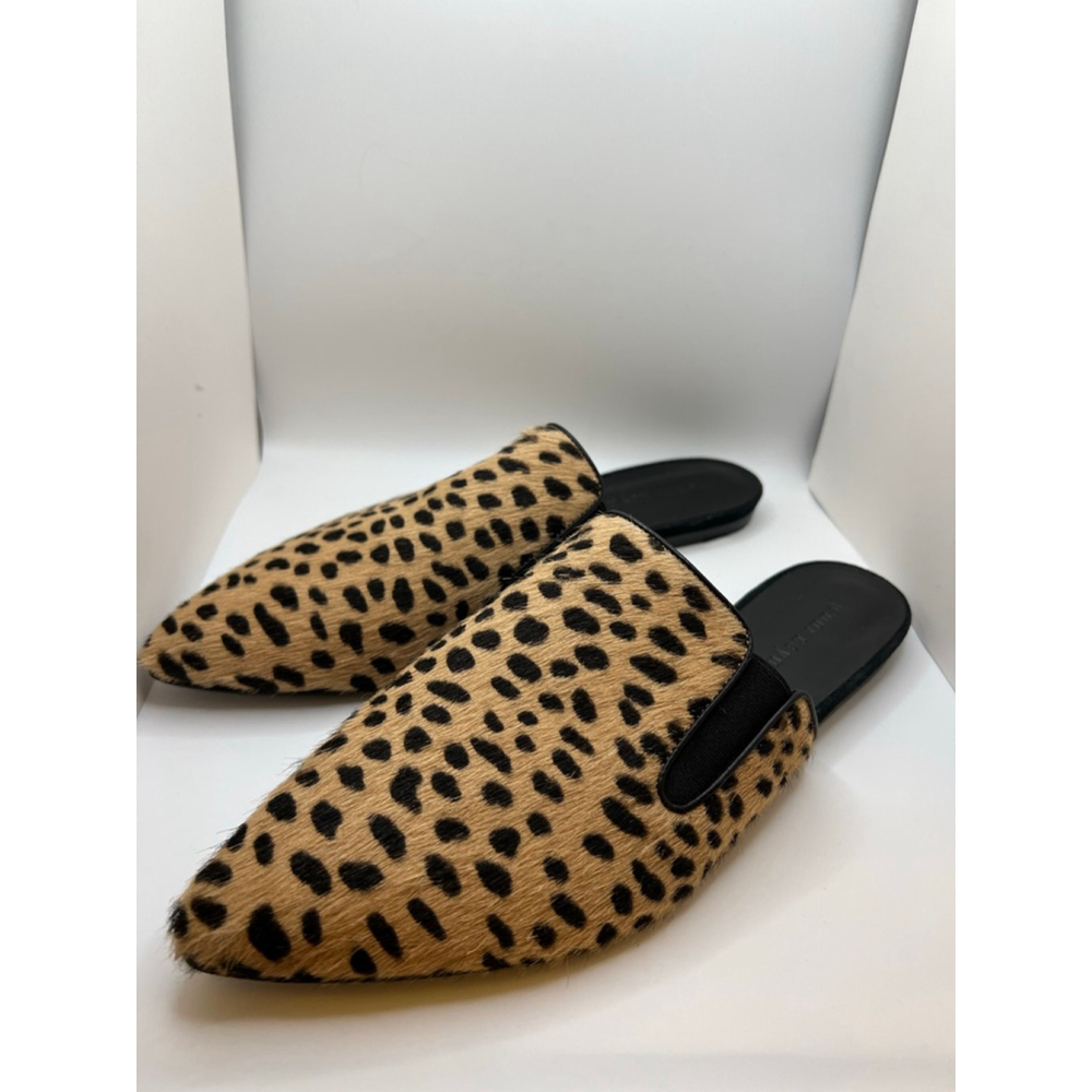 New Jenni Kayne Pony Hair Mule Size 9 Tan Black Leopard Print - Picture 6 of 7